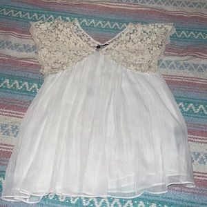 The Kooples white chiffon blouse with crochet sleeves